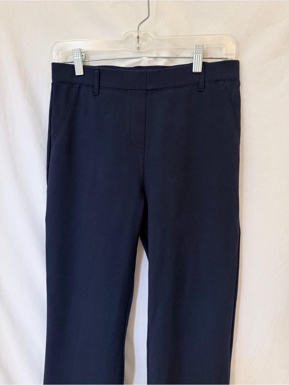 Quince Navy Office Pants Stretch Pull-On Straight Leg